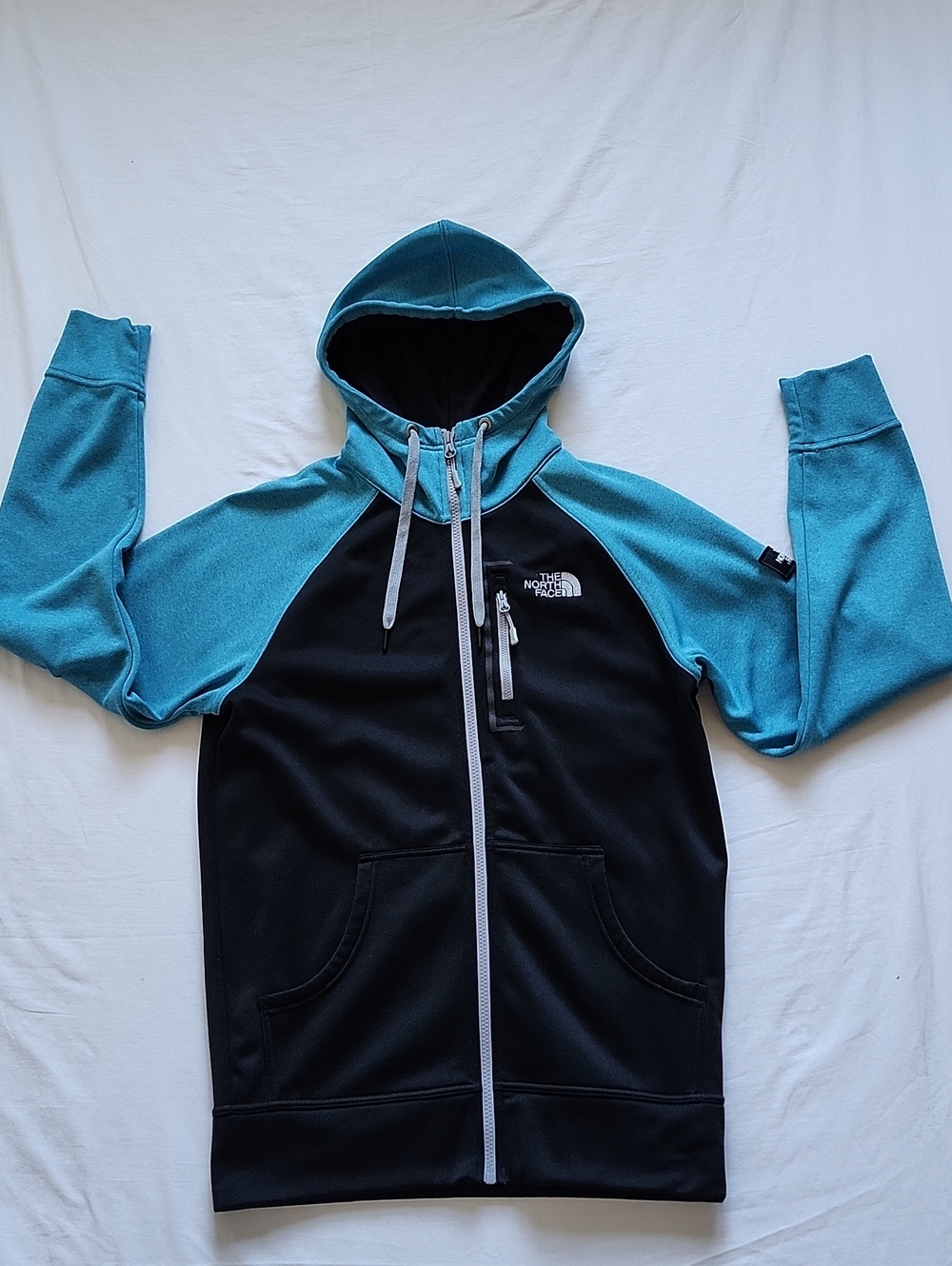The North Face Blue Black Full Zip Hoodie Light Jacket Men's Small - Picture 1 of 14